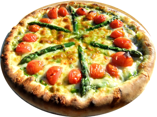 バジルソース仕立てのアスパラとフレッシュトマトのピザ ピザハウス ピゼリア